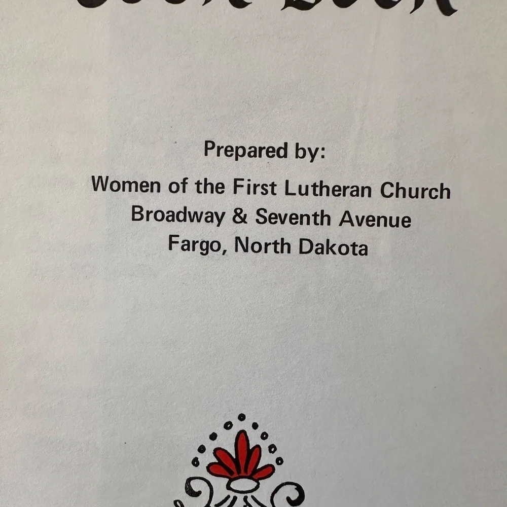 Vintage First Lutheran Church North Dakota Cookbook Recipes 1980's